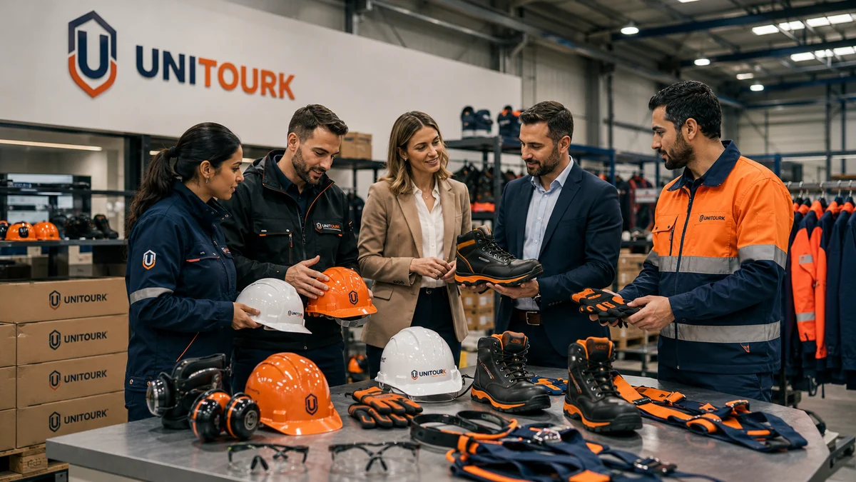 Unitourk team reviewing safety products with partners