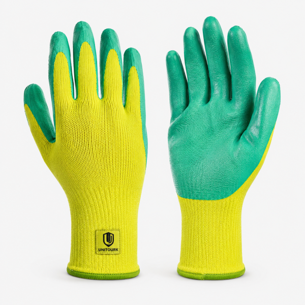 Green Latex Grip Gloves