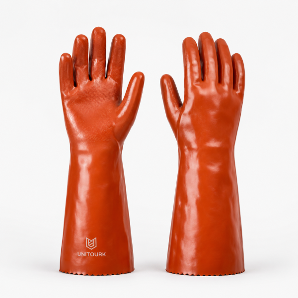 Red Chemical-Resistant Gauntlet Gloves