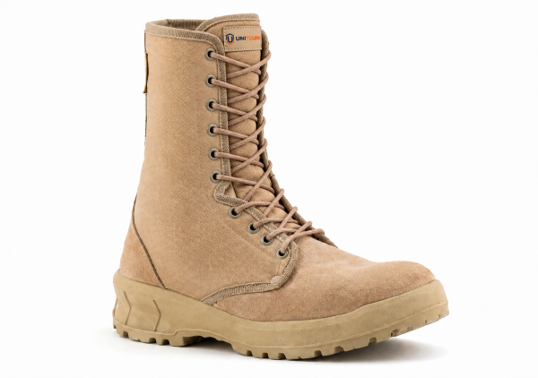 Tan Tall Tactical Lace-Up Boot