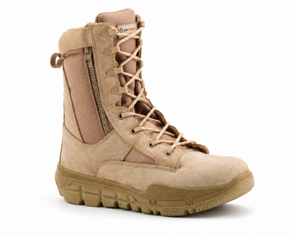 Tan Side-Zip Tactical Lace-Up Boot